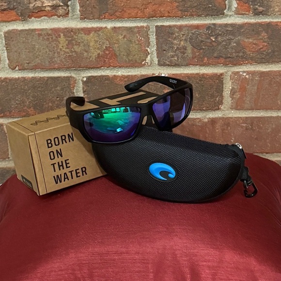 Costa Black Sunglasses with Vibrant Blue Lenses